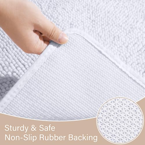 Bathroom Rug Sets 2 Piece, 20"x20" U-Shaped & 21"×34", White | Toilet Mat Non Slip Bath Mats Floor Set, Washable Bath Rug Set, Absorbent Soft Bathroom Rug - color: White