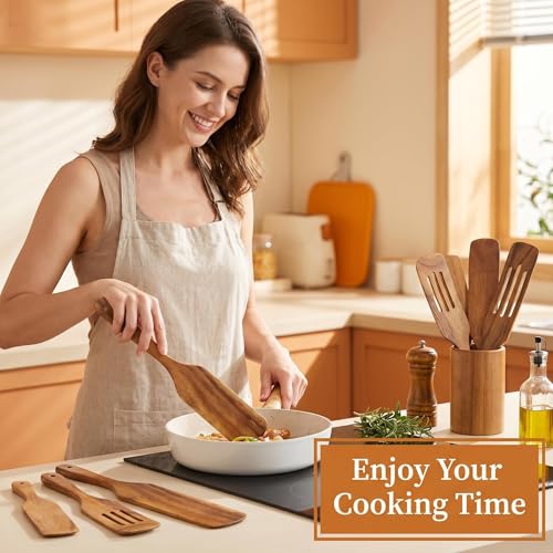 Wooden Spurtle Set As Seen On TV, AOOSY 5 Pcs Acacia Wood Spatula | Kitchen Tools Utensil Set,Heat Resistant Non Stick Wood Cookware, Wood Spatula for Stirring,Sourdough - size: 5 Pcs Wooden Spurtle