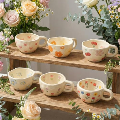 Maxdot 12oz Ceramic Coffee Mugs, Glazing Process Coffee Cup,6 Pcs,Cute - style: Cute