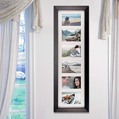 Malden International Designs Black 6 Opening 4x6 Matted Collage Photo Wall Frame