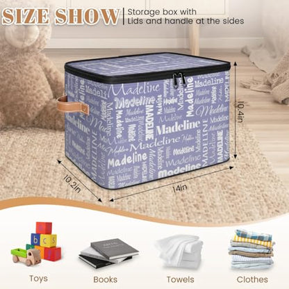 Custom Name Storage Basket, Personalized Keepsake Box, Haze Purple | Foldable Fabric Gradient Large Memory Bin with Handle Lid Lightweight Waterproof Dustproof, 14"L x 10.2"W x 10.4"H - color: Option 13