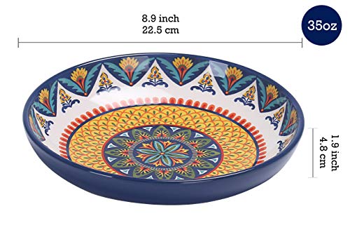 Bico Havana Ceramic Pasta Bowl, Set of 5(1 unit 214oz, 4 units 35oz), for Pasta, Salad, Microwave & Dishwasher Safe, House Warming Gift - style: Havana