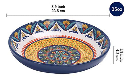 Bico Havana Ceramic Pasta Bowl, Set of 5(1 unit 214oz, 4 units 35oz), for Pasta, Salad, Microwave & Dishwasher Safe, House Warming Gift - style: Havana