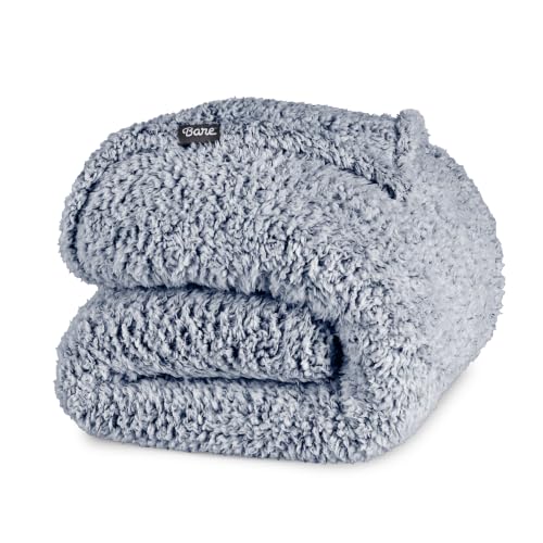 Bare Home Faux Shearling Blanket (Full/Queen, Tipped Dark Blue) | Blanket for Bed, Sofa, Couch, Camping, Travel, and Gifts, Warm & Lightweight, Fluffy & Soft - color: 09 - Tipped Dark Blue, size: Full/Queen
