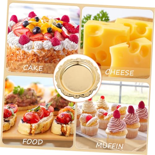Sewroro Golden Serving Tray Round Iron Dessert Platter Snack Serving Platter for Home Entertaining and Jewelry Display - color: Golden