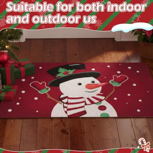 Tinideya Christmas Welcome Front Doormat, Xmas Non Slip Outdoor Mat Rug with Christmas Snowflake Decoration Pattern for Farmhouse Home Entrance Decor Yard Floor Patio, 17 x 30 Inches (Snowman) - style: Snowman