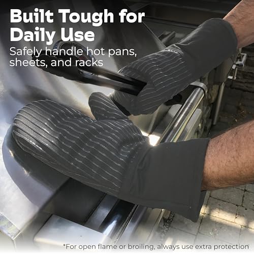 Silicone Oven Mitts - Gray Set of 2-12.5" - Heat Resistant to 536 F / 280 C Kitchen Gloves - Professional Grade Protection Hot Cooking Baking - color: Ashy