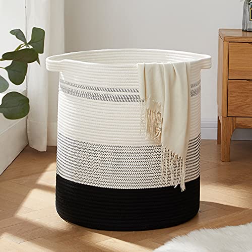 OIAHOMY 80L Laundry Hamper,Storage Basket with Handles,Decorative Basket for Living room,Woven Storage Basket for Toys Bin,Pillows, Blankets,Clothes-20x18in-Gradient Dark - color: Gradient Dark, size: 18*18*20in