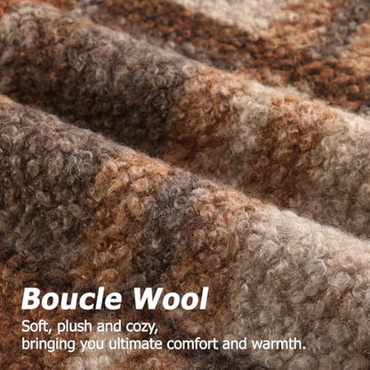 decorUhome Chenille Soft Throw Pillow Covers 20X20 Set of 2, Forest Green,Boucle Plaid Check Faux Fur Throw Pillow Covers 20x20 Inch Set of 2, Autumnal