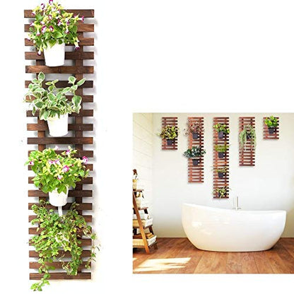 ShopLaLa Wooden Wall Planter (120cm) Wood Hanging Planters for Indoor Plant | Vertical Garden, Plant Wall Mount Planter, Air Plant Succulent Holder for Flower Pot Display Hanger Frame Outdoor Plants - size: 120cm (47.2")