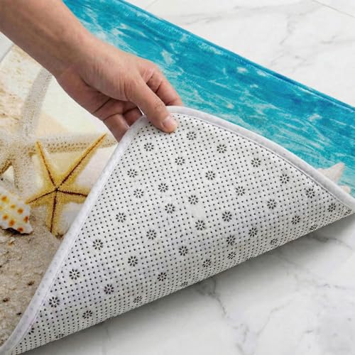 Non Slip Bath Rugs Sponge Foam for Bathroom,Beach Themed Soft Flannel Mat - color: Conch, size: 1'4" x 1'11" (Rectangular)