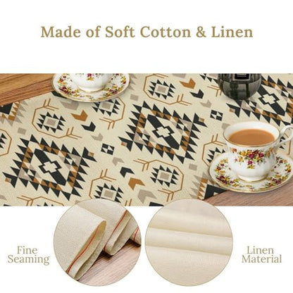 Aztec Geometric Ethnic Table Runner, Western Traditional Style Table Runner for Kitchen Family Dinner Table Holiday Party Farmhouse 13x36in - color: Aztec-1, size: 13x36in