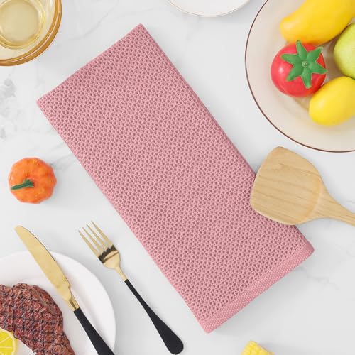 Homaxy 100% Cotton Waffle Weave Kitchen Dish Towels 6-Pack, Dried Rose | 13 x 28 Inches, Ultra Soft Absorbent Dish Towels, Quick Drying Cleaning Towels - color: Dried Rose, size: 13 X 28 - 6 Pack
