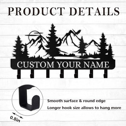 Personalized Key Holder for Wall | Metal Key Holder Hooks Organizer Rack | Mountain Key Holder Wall Mount | Key Hooks on Wall | Key Hanger Wall Hanging for Kitchen Bedroom Hallway Office - color: 01 Mountain