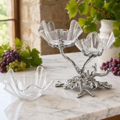Arthur Court Grape 3-Tier Acrylic Bowl Stand - Elegant Serving Solution for Parties - 9.5 x 12 Inches
