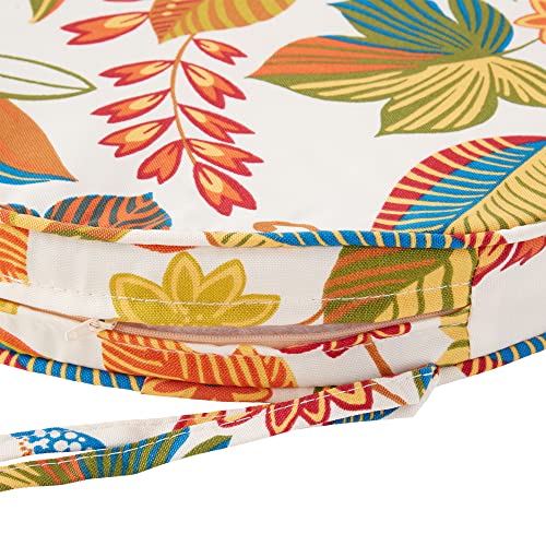 Greendale Home Fashions Outdoor 18-inch Round Reversible Seat Cushion, 2-Pack, Foliage 2 Count - color: Esprit Floral