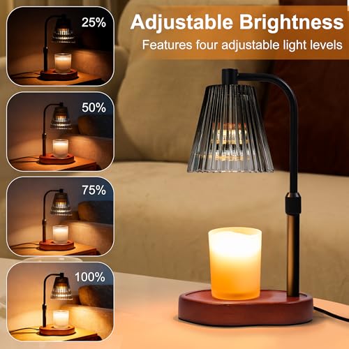 Candle Warmer Lamp with Timer Dimmer, Birthday Gifts for Women Mom | Height Adjustable Black Wax Warmer Lamp Fits 3-Wick Jar Candles, Housewarming Gift for Friend Sister, New Home - color: Black