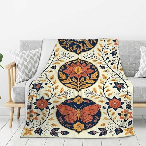 Farmhouse Flannel Cozy Throw Blanket Bird 39.37x59 Inches - Ultra Soft Lightweight Fuzzy Blankets for Adults Women Girls, Warm Fluffy Spring Decor Couch Blanket for Bed, Sofa, Living Room A7 - color: Colorful-7