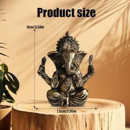 Indian God Lord Ganesha Statue, Ganesh Statue Elephant Buddha Ornament, Hindu Elephant Statue Ganesh Figurine Idol Buddha Sculptures for Home, Garden, Car (Bronze) - color: Bronze