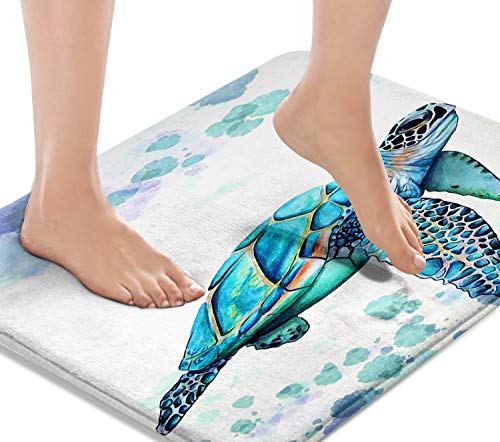 Bath Mat, Bathroom Rug, 18x30 Inch, Sea Turtle | Washable Cover Floor Rug Carpets Floor Mat Bathroom Decorations for Kitchen Indoor - color: Sea Turtle, size: 18" x 30" (Rectangular)