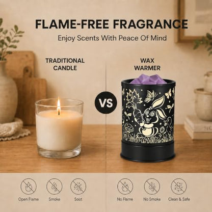 nawaza Wax Melts Warmer Scented Metal 2-in-1 Electric LED Burner Rabbit | Scented candle wax melter, essential oil burner, home office bedroom decor, daily aroma gift - style: Rabbit