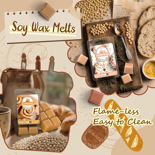 Bakery Scented Wax Melts, Sweet, Strong Scented Soy Wax Cubes/Tarts Variety Set - Apple Pie, Pumpkin Pie, Caramel Cinnamon, Chocolate Cookie, Donut, Vanilla Almond Biscuit, Roasted Coconut, Toffee - color: Brown