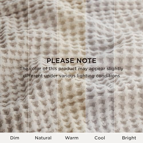 Bedsure Lightweight 100% Cotton Waffle Blanket, Oversized King, Linen | Summer, Breathable, Soft, Comfort, Light, Thin, Textured, Bed, Couch, Sofa, Chair, 120"x94", Sheet Blanket, Cozy Gifts - color: Linen, size: Oversized King (120" X 94")