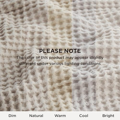 Bedsure Lightweight 100% Cotton Waffle Blanket, Oversized King, Linen | Summer, Breathable, Soft, Comfort, Light, Thin, Textured, Bed, Couch, Sofa, Chair, 120"x94", Sheet Blanket, Cozy Gifts - color: Linen, size: Oversized King (120" X 94")