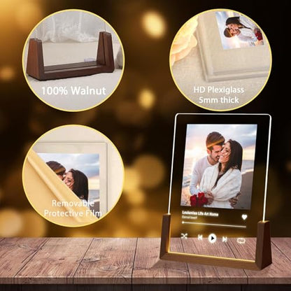 LOUISMIAA Customized Picture Frames with Night Light,Personalized Ptoto Frame Anniversary Birthday Mother’s Day Father’s Day Valentine’s Gifts for Boyfriend Girlfriend Couple Same Day Shipping - color: Style 02