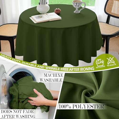 BYDOLL Table Cloth 48 Inch Round Tablecloth Fits Max38 Inch Diameter Table Top,Green Polyester Washable Wrinkle-Free Spillproof Tablecloth for Party Patio Cover - color: Green, size: 48" x 48" (Round-Fits Tables 24''-36'')