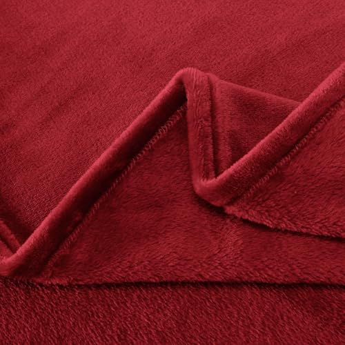 SLEEP ZONE Burgundy Fleece Blanket Super Soft Cozy Throw Flannel Blanket, Lightweight Comfy Fuzzy Blanket Plush Throw Blankets for Couch, Sofa, Bed, Camping, Travel, 90x90Inches - color: Burgundy, size: Full/Queen (90x90 inches)