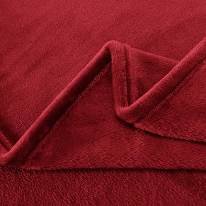 SLEEP ZONE Burgundy Fleece Blanket Super Soft Cozy Throw Flannel Blanket, Lightweight Comfy Fuzzy Blanket Plush Throw Blankets for Couch, Sofa, Bed, Camping, Travel, 90x90Inches - color: Burgundy, size: Full/Queen (90x90 inches)