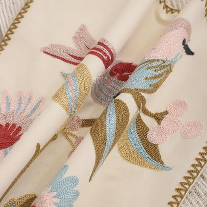 LUOYEHK Embroidered Throw Pillow Covers 18x18 Inch Pack of 2 Spring Farmhouse Floral Pillowcase Square Canvas Cushion Cover for Couch Sofa Bed Living Room (Pink Bird) - color: Pink Bird