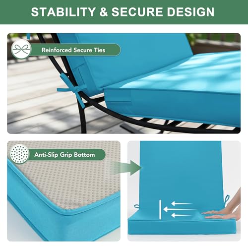 Summsun High Back Patio Dining Chair Cushions 4-Pack, 20 x 20 Inch, Teal | High-Resilience Foam, Non-Slip Bottom, Water Resistant, Removable Cover, Hidden Zipper, Fit for Garden, Lawn, Patio Furniture - color: Teal