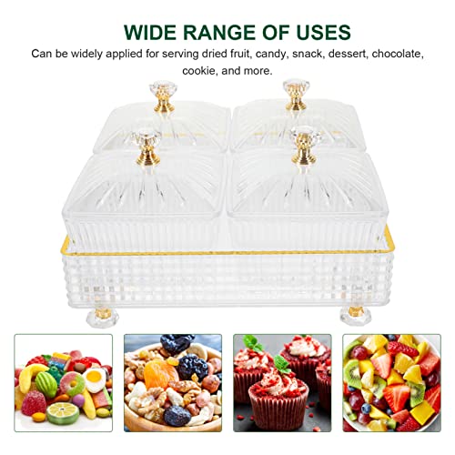 Cabilock Divided Snack Plate with Tray 7.28In Serving Bowl for Nuts Dried Fruit Candy Party Appetizer Food Storage Container