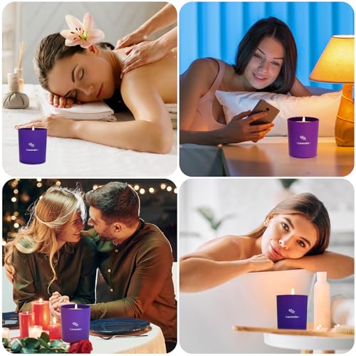 Lavender Scented Candle, 8 oz Soy Wax Jar Candle for Women, 45 Hour Burn | Long Lasting Candle for Home Scented, Purple Glass Jar Gift for Girl, Chrismas Mother's Day Valentine's Day Birthday, 4 Pack