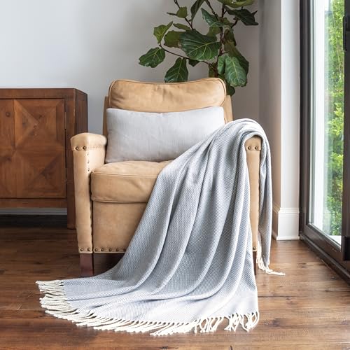 Merit Linens Herringbone Throw Blanket - One Size Dusk Blue - color: Herringbone Duskblue