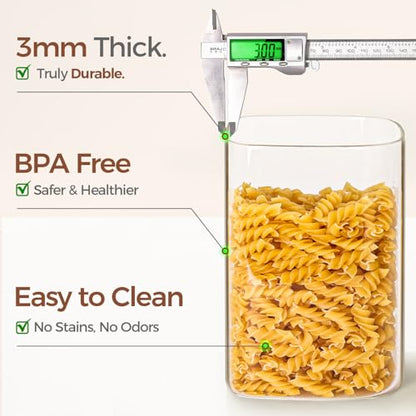 ComSaf Flour Sugar Storage Containers 4 Qt, Set of 2 Glass Flour Container | 1 Gallon Large Glass Storage Containers, 15cm Extra Wide Mouth Canisters, Easy Clean and Scoop, 4.4lb Flour Jar, BPA Free - size: 4Qt*2