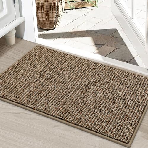 BEQHAUSE Dirt Trapper Door Mat 24" x 36", Non-Slip Washable Doormats, Beige | Entrance Mat Dirt Resistant and Absorbent Welcome Mat, Low Profile Floor Mats for Front Back Door and Entryway - color: Beige, size: 24" X 36" (Rectangular)