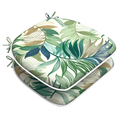 LVTXIII Outdoor Chair Cushions Set of 2, Patio Seat Cushions D16xW17 with Ties, Water Repellent Chair Pads for Patio Furniture Garden Use, Lush Leaf Green - color: Lush Leaf Green, size: 2 Count (Pack of 1)