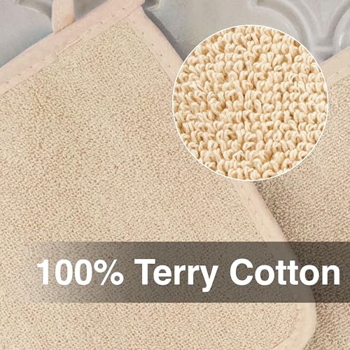 RITZ Terry Potholder & Hot Pad: Unparalleled Heat Resistant, Durable 100% Cotton – Ergonomically Designed for Optimal Grip – Easy-Care Machine Washable – 2-Pack, Latte - color: Latte, size: 2-Pack