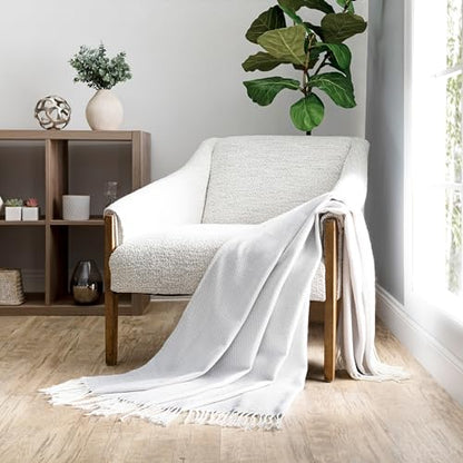 Merit Linens Herringbone Throw Blanket - One Size Light Gray - color: Herringbone Light Gray