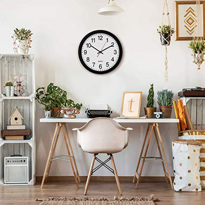 Bernhard Products Black Wall Clock Silent Non Ticking - 16 Inch Extra Large Quality Quartz Battery Operated Round Easy to Read Home/Office/Business/Kitchen/Classroom/School Clocks - size: 16 Inch