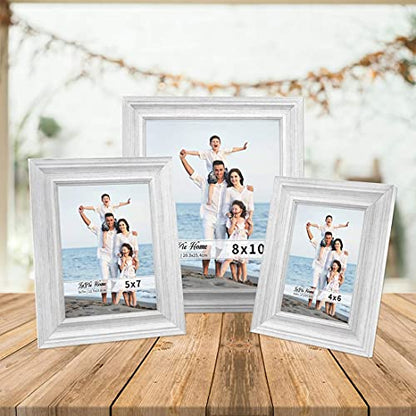 4x6 Picture Frames (3 Pack, White) Rustic Photo Frame Set with High Definition Glass for Wall Mount & Table Top Display - color: Distressed White, size: 4x6