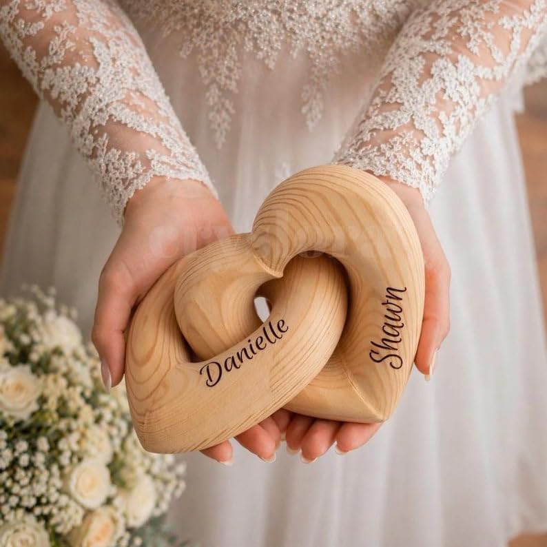 Personalized Interlocking Wooden Hearts, Custom Name Date Engraved Couple Gift, Wedding Anniversary Keepsake, Romantic Decor, Valentine Gift, Bridal Shower Gifts, Engagement Present 5 - color: Design 05