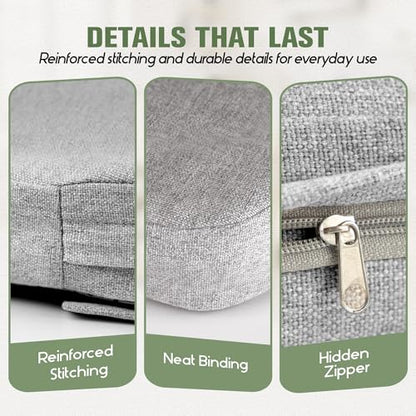 kingphenix Chair Cushions for Dining Chairs, Set of 6, 2.5 Inches Thick | High-Density Foam Kitchen Chair Cushions with Ties, Non-Slip Bottom and Removable Machine-Washable Covers, 17 x 16 in, Gray - color: Gray, size: 6 Count(Pack of 1)