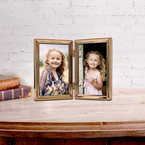 Lawrence Frames 11746D Classic Bead Picture Frame, 4x6 Double, Gold - color: Gold, size: 4x6 Double