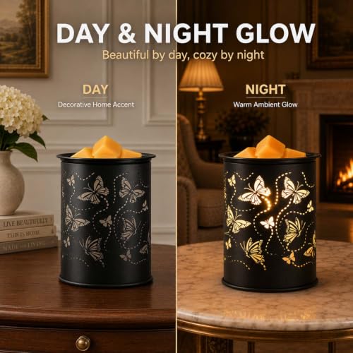 Metal Wax Melt Warmer Electric Candle Fragrance Burner | Oil Burner 2 in 1，Gifts for Women，Mother's Day，for Home Office Bedroom，Butterfly Decorations - style: butterfly