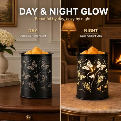 Metal Wax Melt Warmer Electric Candle Fragrance Burner | Oil Burner 2 in 1，Gifts for Women，Mother's Day，for Home Office Bedroom，Butterfly Decorations - style: butterfly