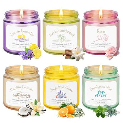 6 Pack Candles for Home Scented | Aromatherapy Candles Gift for Women,Soy Wax Long Lasting Jar Candles Gift Set for Women Christmas,Birthday,Mother's Day,Anniversary Present